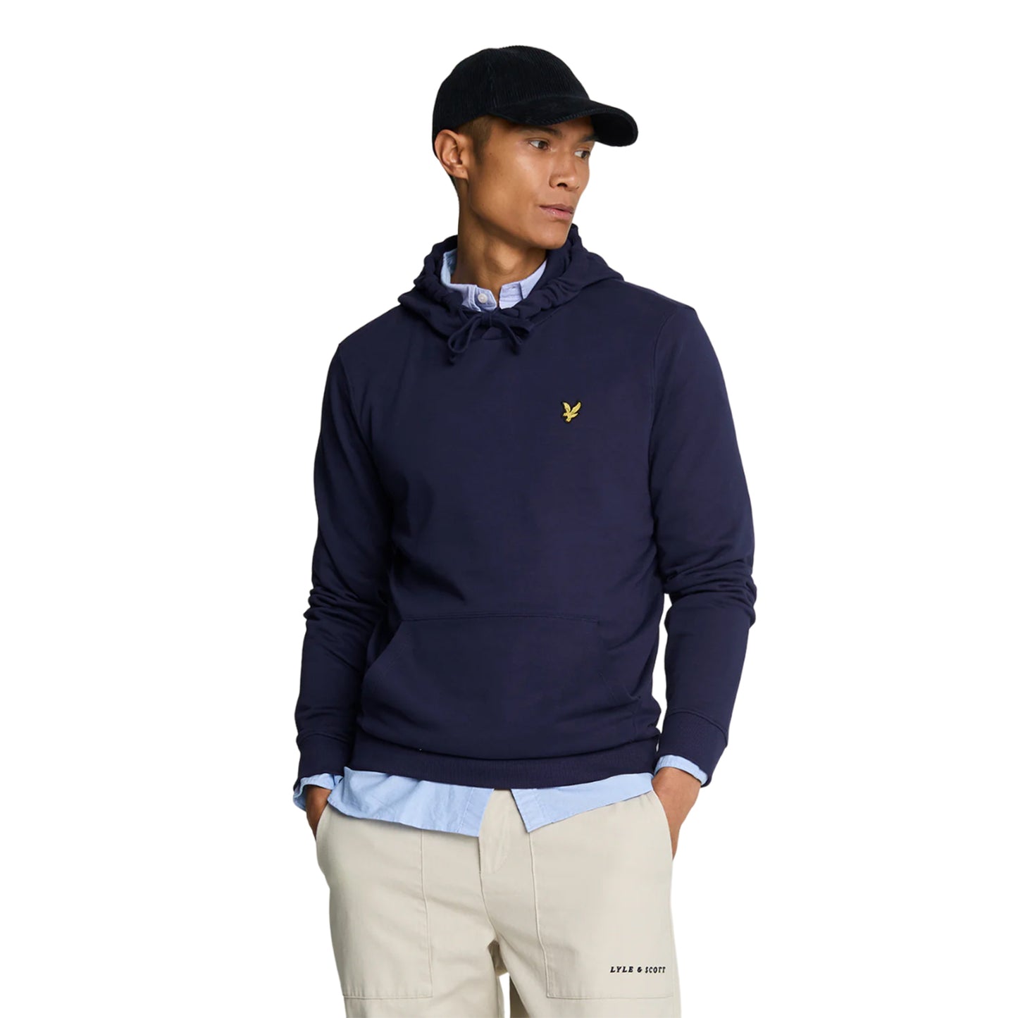 Navy - Side - Lyle & Scott Mens Pullover Hoodie