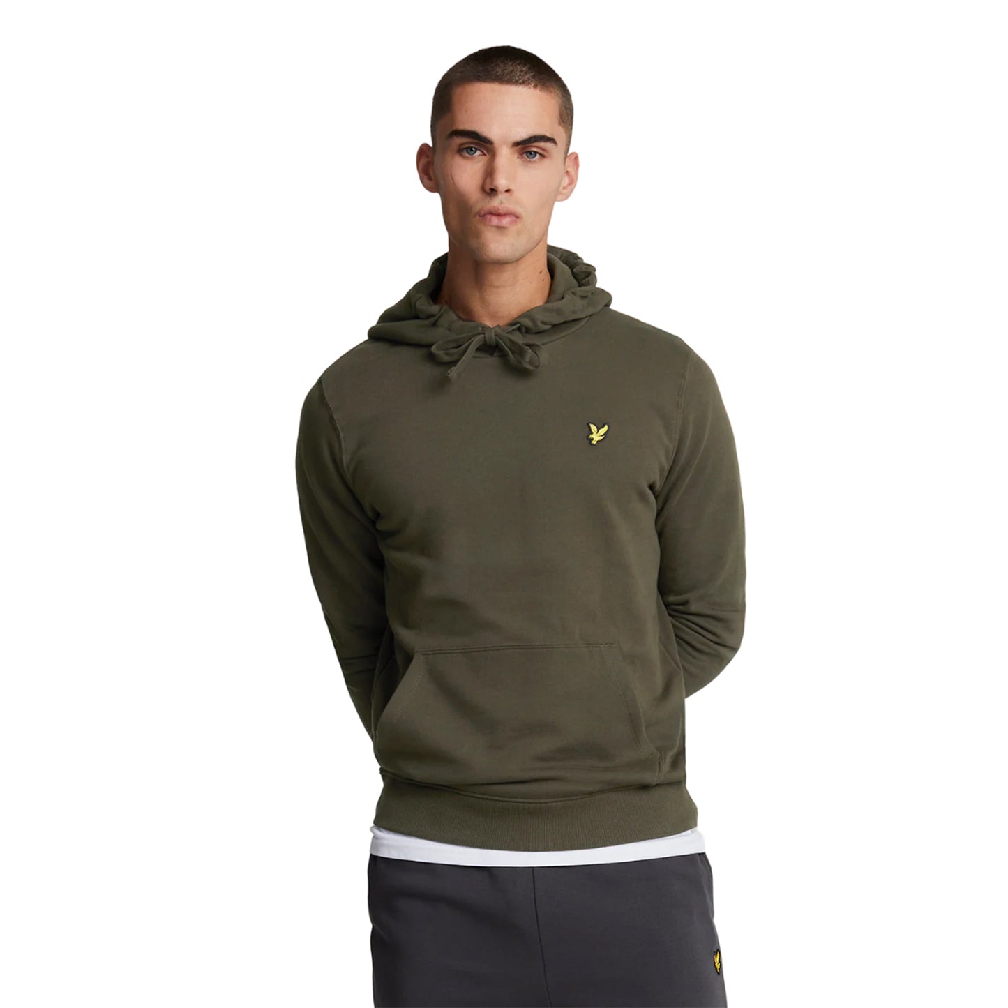 Olive - Side - Lyle & Scott Mens Pullover Hoodie