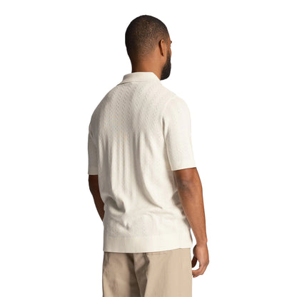 Chalk - Back - Lyle & Scott Mens Stripe Textured Polo Shirt