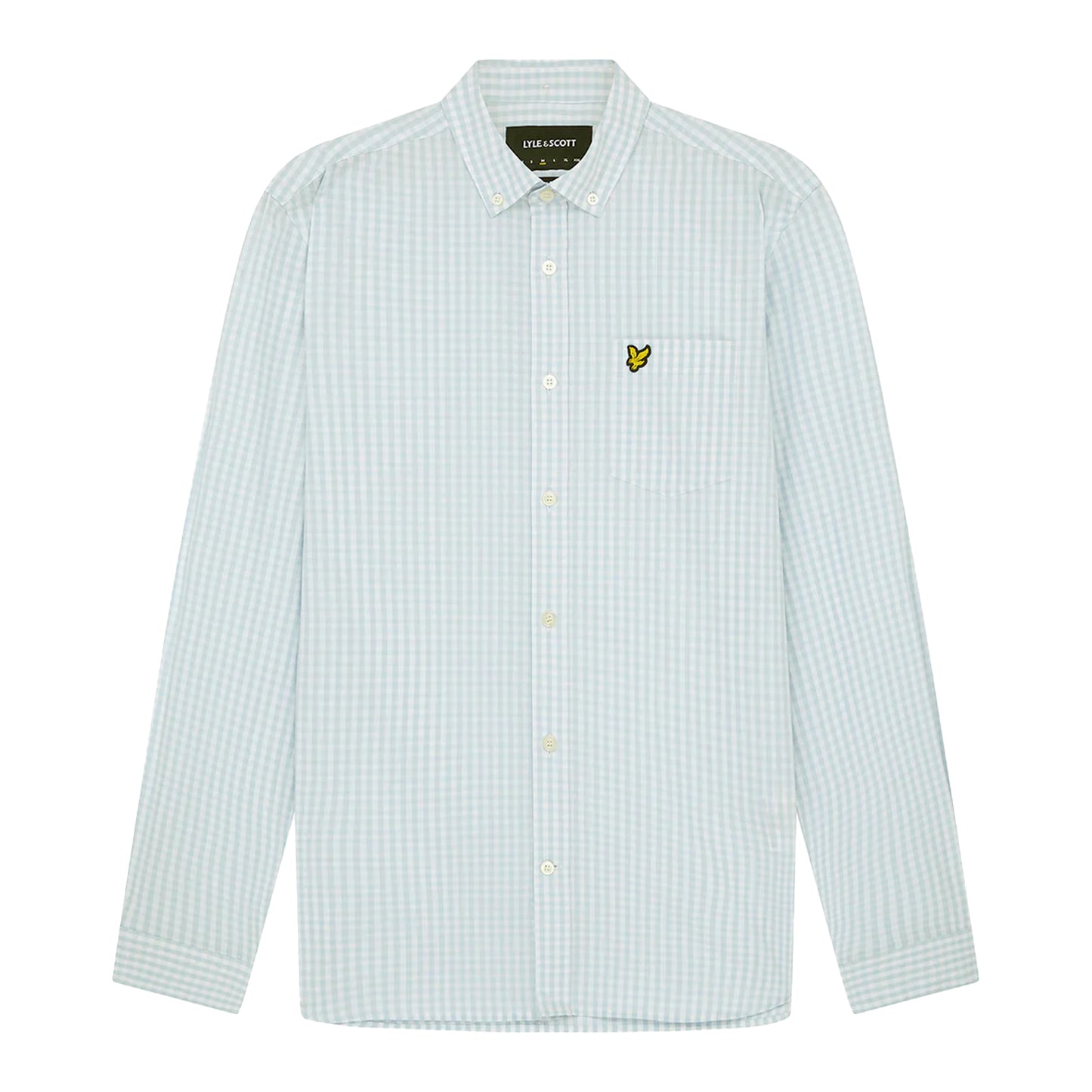 Light Blue-White - Front - Lyle & Scott Mens Gingham Slim Long-Sleeved Shirt