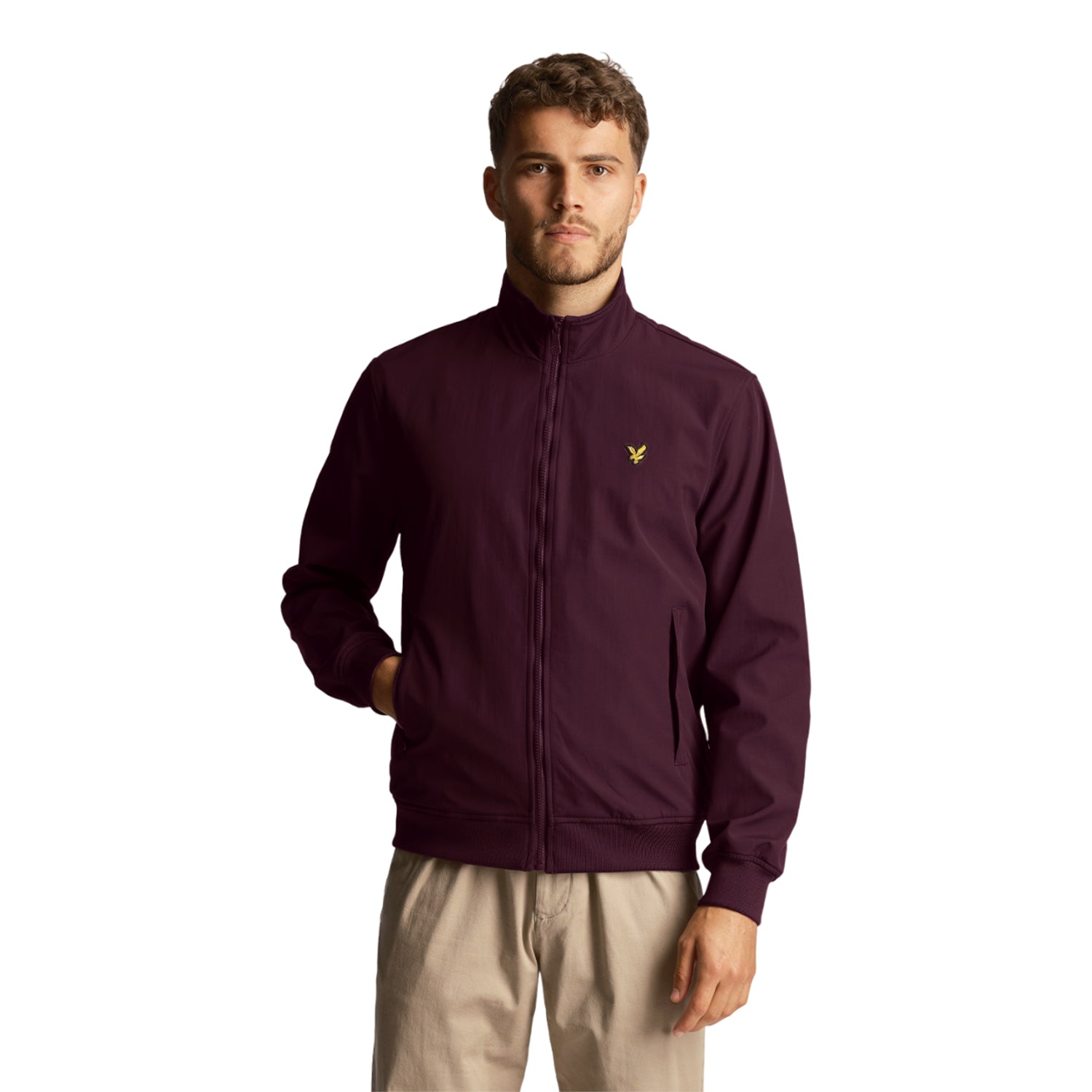 Burgundy - Side - Lyle & Scott Mens Mesh Funnel Neck Jacket