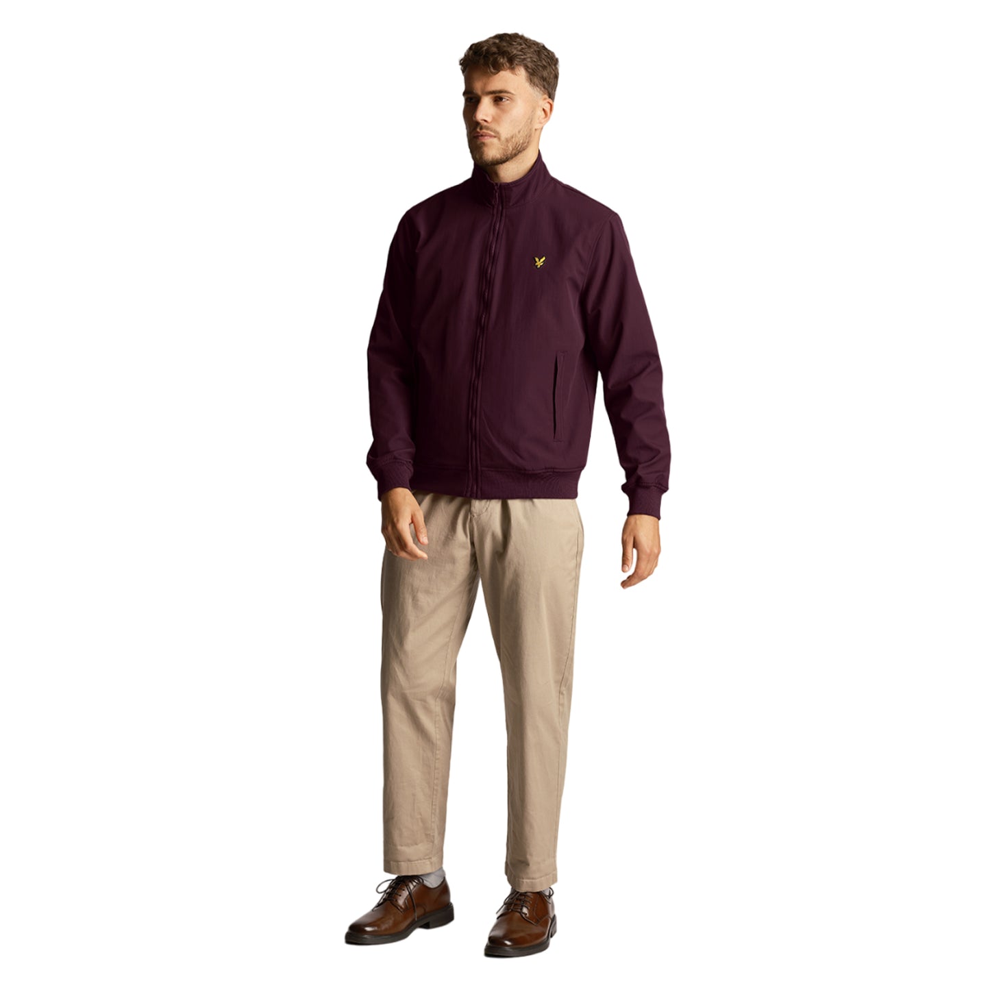 Burgundy - Lifestyle - Lyle & Scott Mens Mesh Funnel Neck Jacket