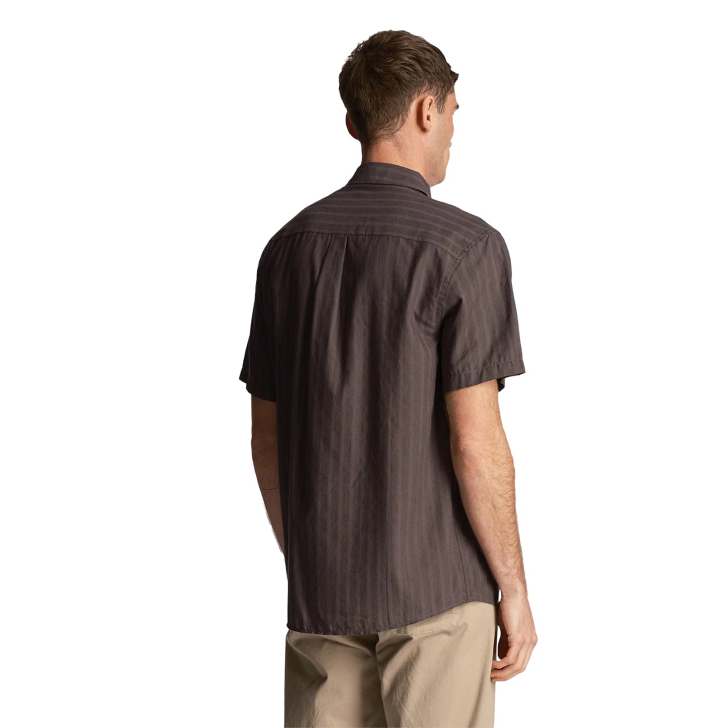 Chalk - Back - Lyle & Scott Mens Stripe Textured Short-Sleeved Shirt