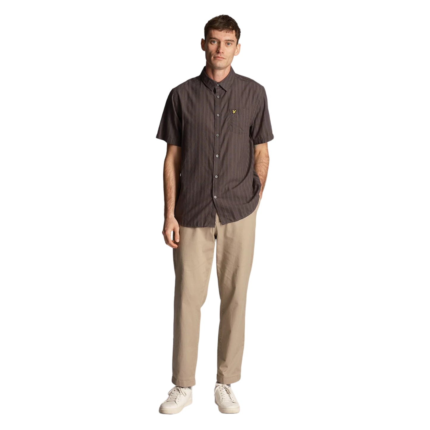 Chalk - Lifestyle - Lyle & Scott Mens Stripe Textured Short-Sleeved Shirt