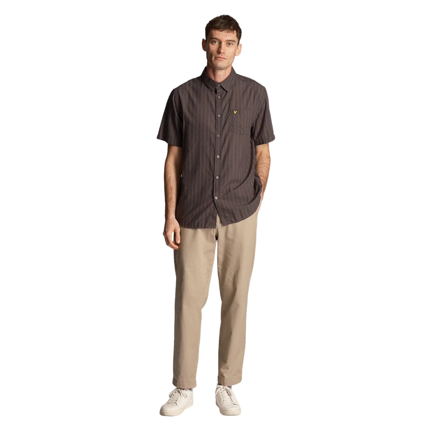 Chalk - Lifestyle - Lyle & Scott Mens Stripe Textured Short-Sleeved Shirt