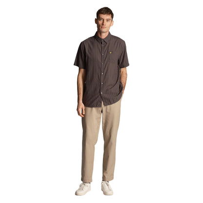 Chalk - Lifestyle - Lyle & Scott Mens Stripe Textured Short-Sleeved Shirt