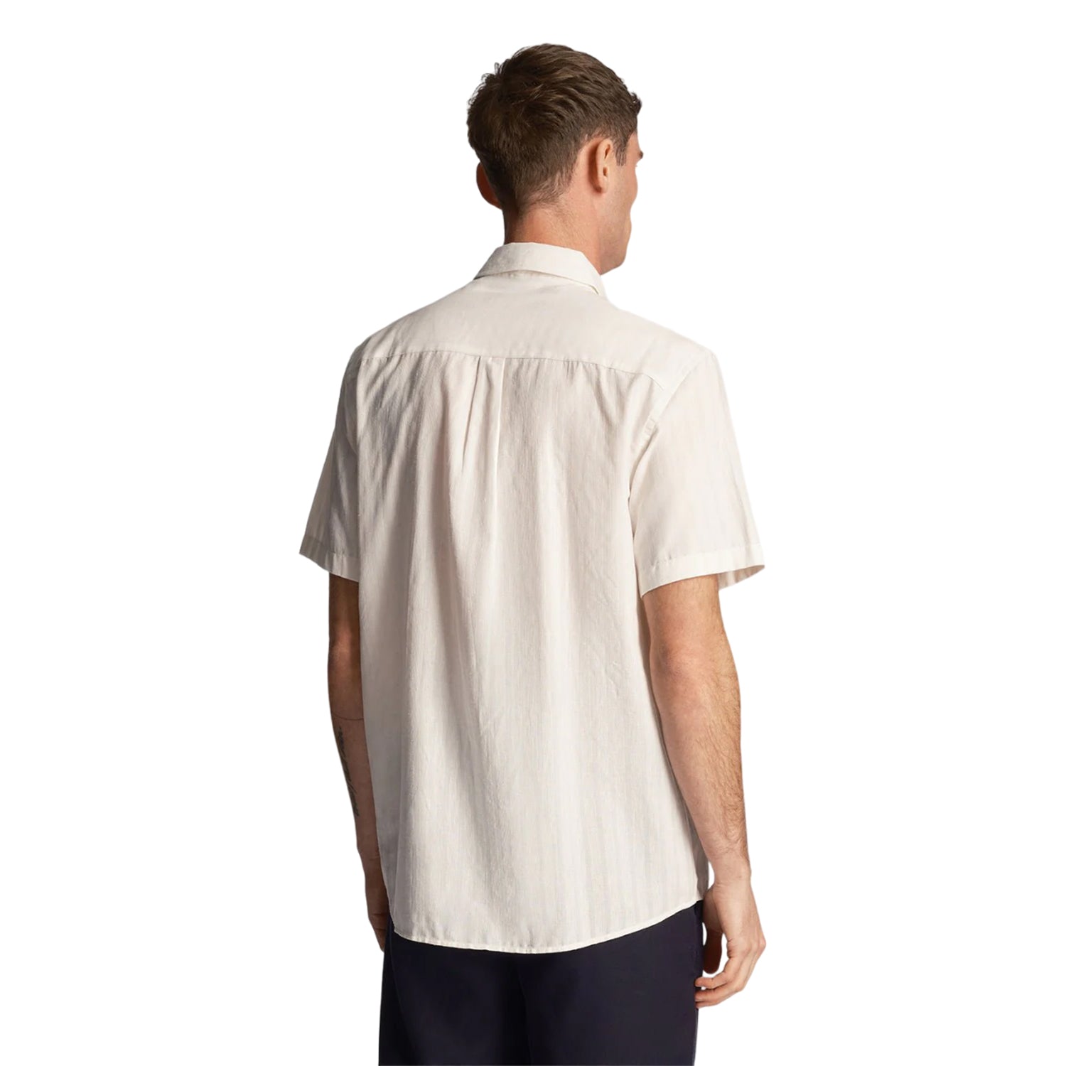 Gunmetal - Back - Lyle & Scott Mens Stripe Textured Short-Sleeved Shirt