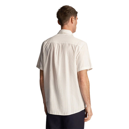 Gunmetal - Back - Lyle & Scott Mens Stripe Textured Short-Sleeved Shirt