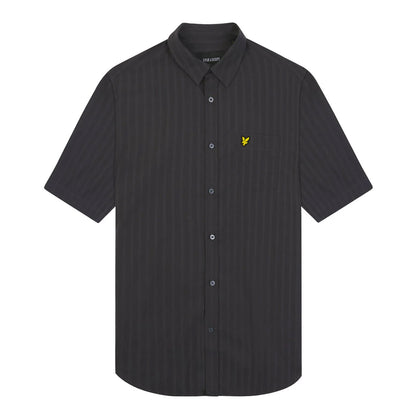 Chalk - Front - Lyle & Scott Mens Stripe Textured Short-Sleeved Shirt