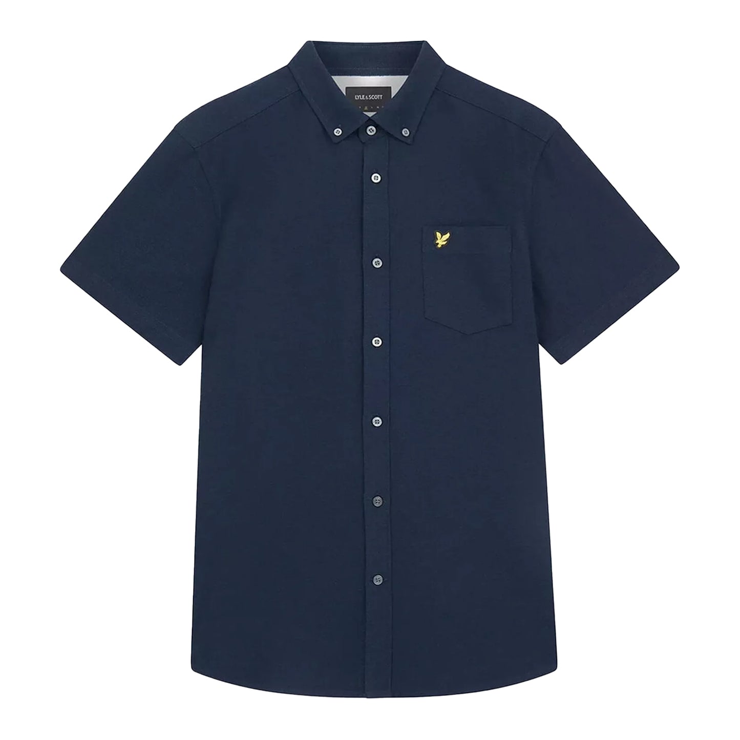 Dark Navy - Front - Lyle & Scott Mens Cotton Slub Short-Sleeved Shirt
