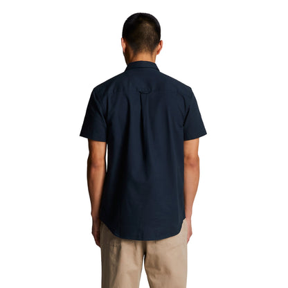 Dark Navy - Back - Lyle & Scott Mens Cotton Slub Short-Sleeved Shirt