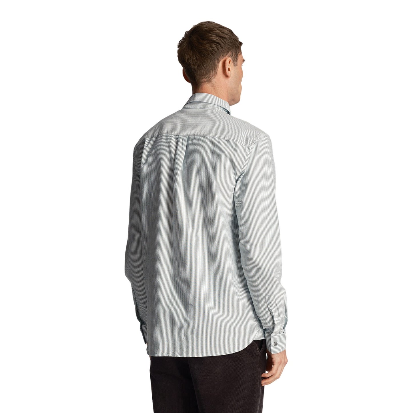 Court Green-White - Back - Lyle & Scott Mens Stripe Oxford Shirt