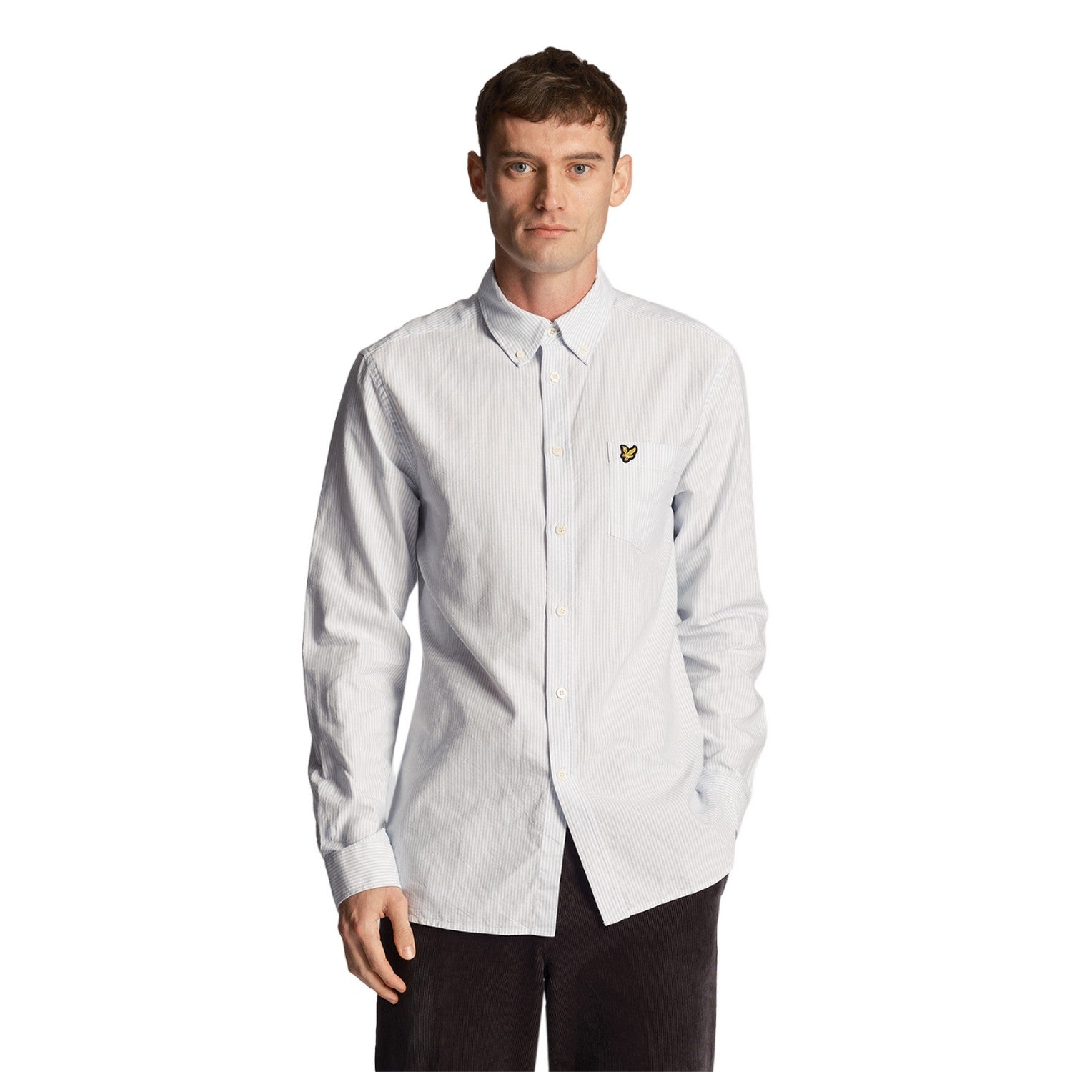 Light Blue-White - Side - Lyle & Scott Mens Stripe Oxford Shirt