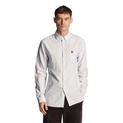 Light Blue-White - Side - Lyle & Scott Mens Stripe Oxford Shirt