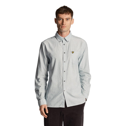 Court Green-White - Side - Lyle & Scott Mens Stripe Oxford Shirt