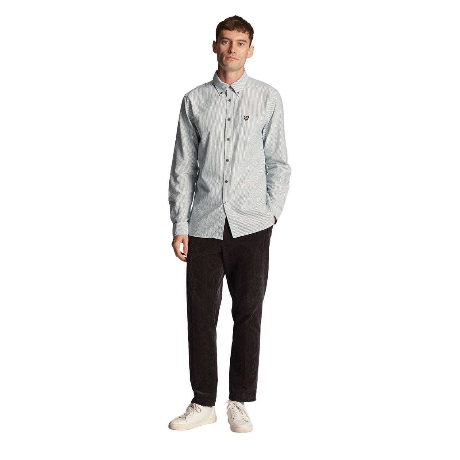 Court Green-White - Lifestyle - Lyle & Scott Mens Stripe Oxford Shirt