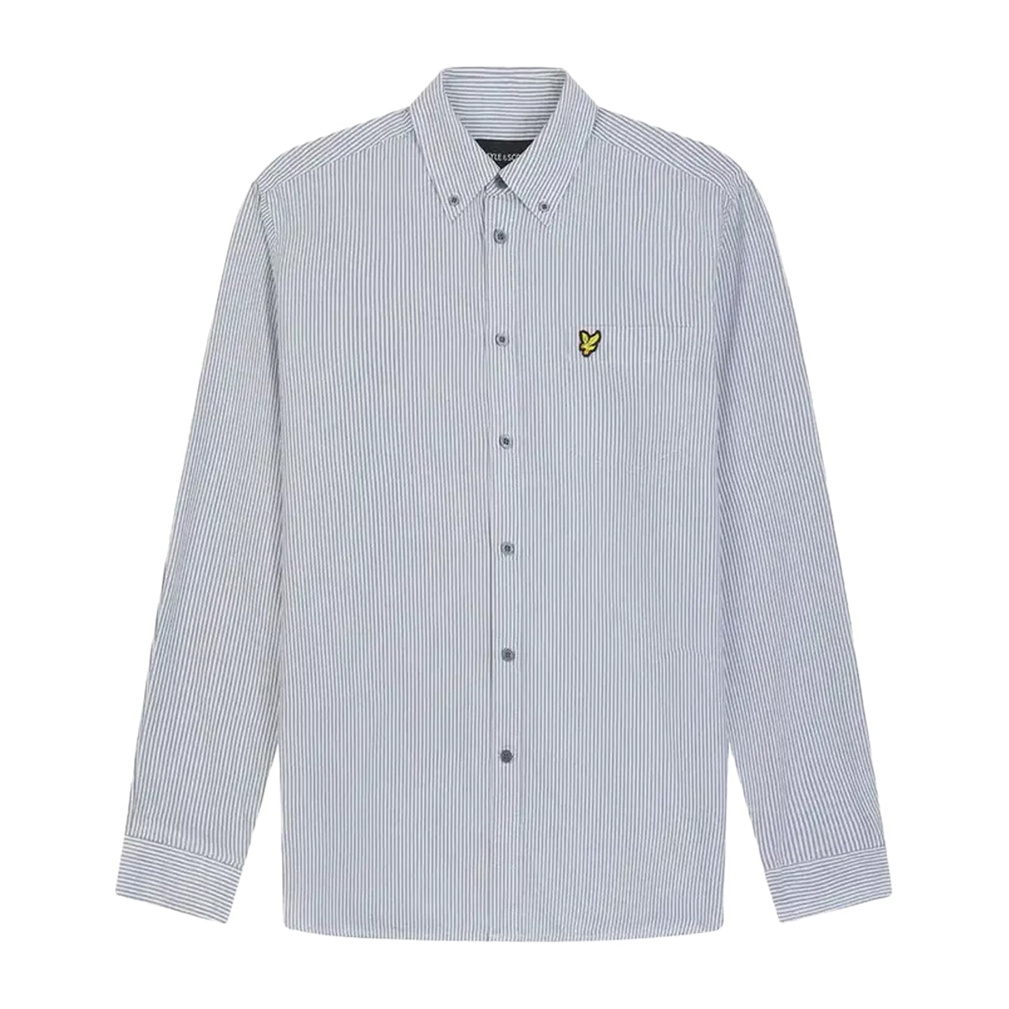 Gun Metal-White - Front - Lyle & Scott Mens Stripe Oxford Shirt