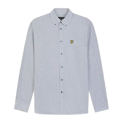 Gun Metal-White - Front - Lyle & Scott Mens Stripe Oxford Shirt