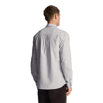Gun Metal-White - Back - Lyle & Scott Mens Stripe Oxford Shirt