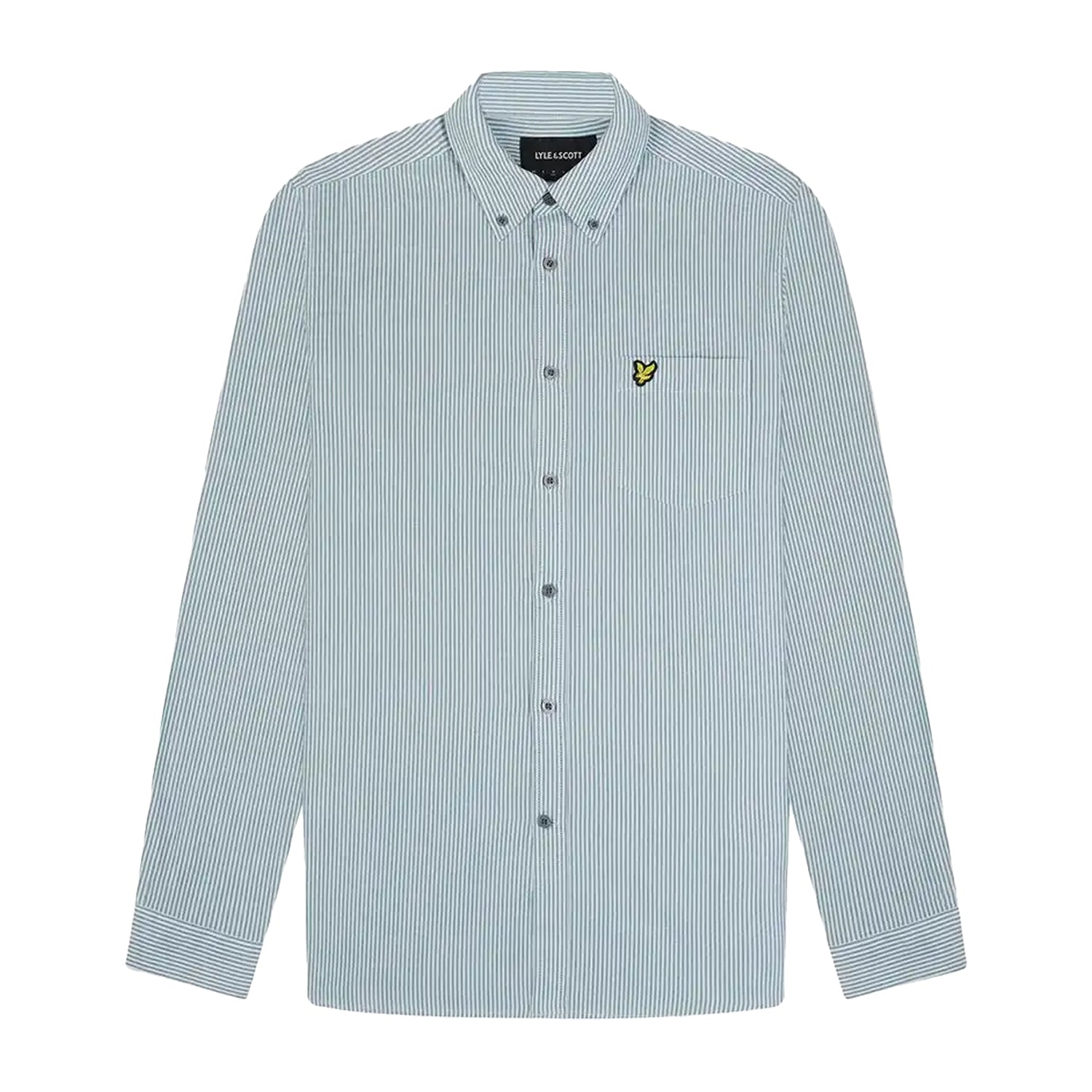 Court Green-White - Front - Lyle & Scott Mens Stripe Oxford Shirt