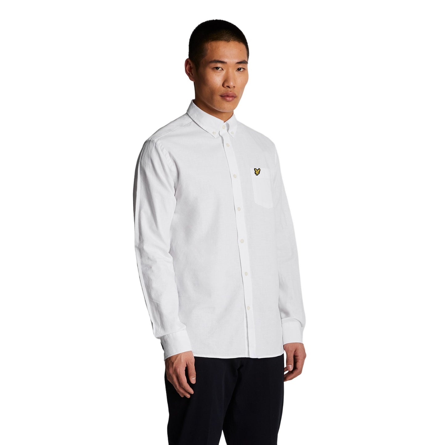 White - Side - Lyle & Scott Mens Cotton Button-Down Shirt