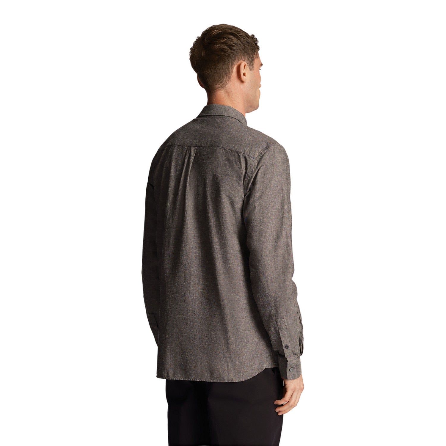 Dark Navy - Back - Lyle & Scott Mens Cotton Button-Down Shirt