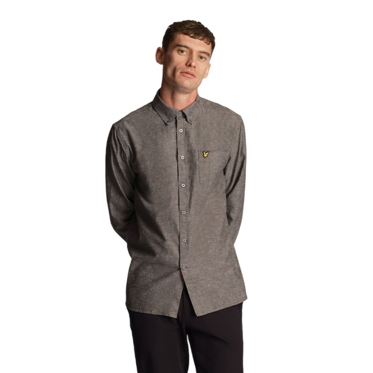 Dark Navy - Side - Lyle & Scott Mens Cotton Button-Down Shirt
