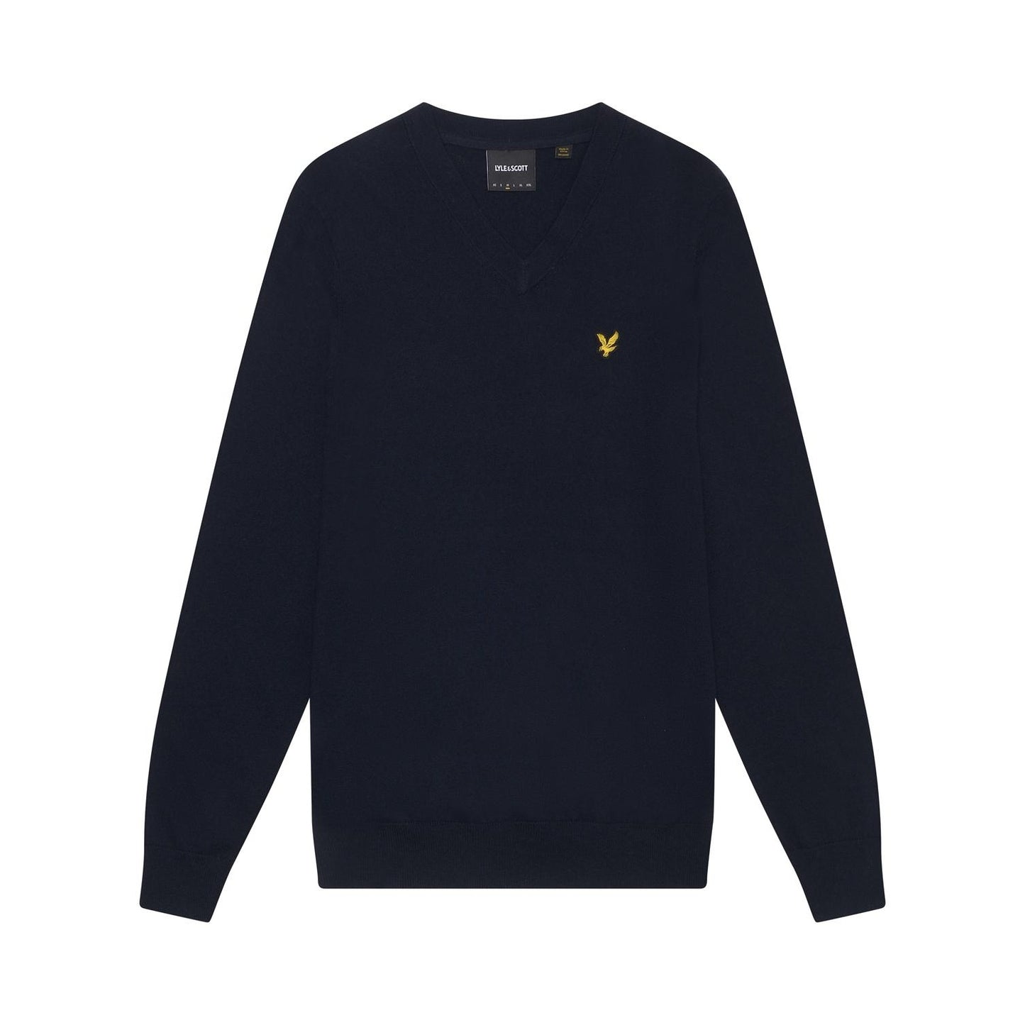 Dark Navy - Front - Lyle & Scott Mens Cotton Merino V Neck Jumper