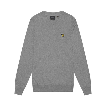 Mid Grey Marl - Front - Lyle & Scott Mens Cotton Merino V Neck Jumper