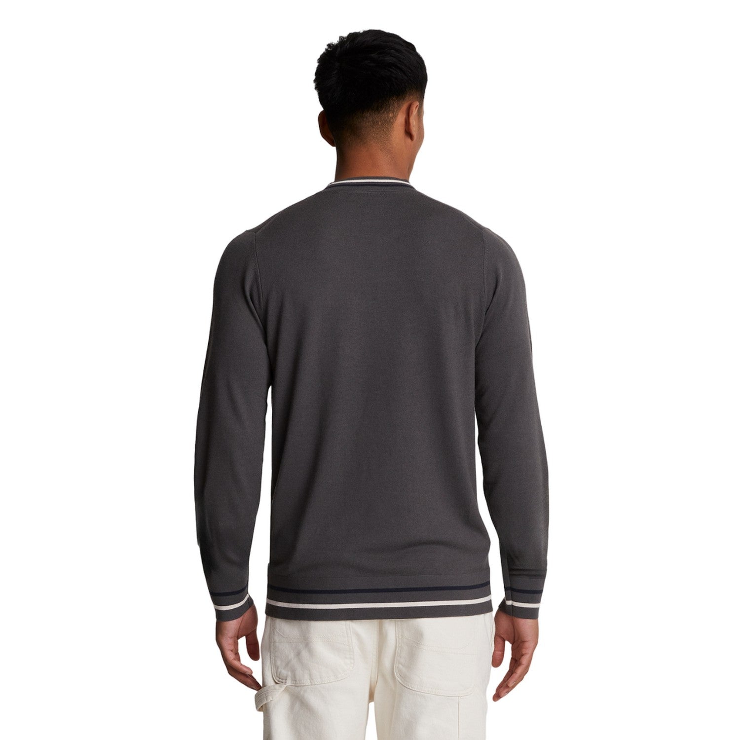 Gunmetal - Back - Lyle & Scott Mens Embroidered Crew Neck Jumper