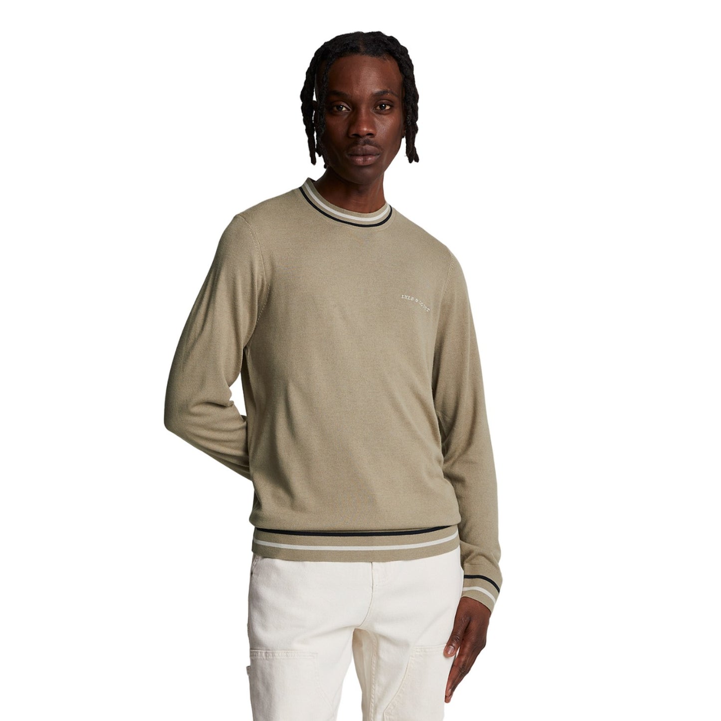 Sage Uniform - Side - Lyle & Scott Mens Embroidered Crew Neck Jumper