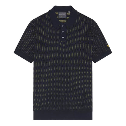 Dark Navy - Front - Lyle & Scott Mens Grid Polo Shirt