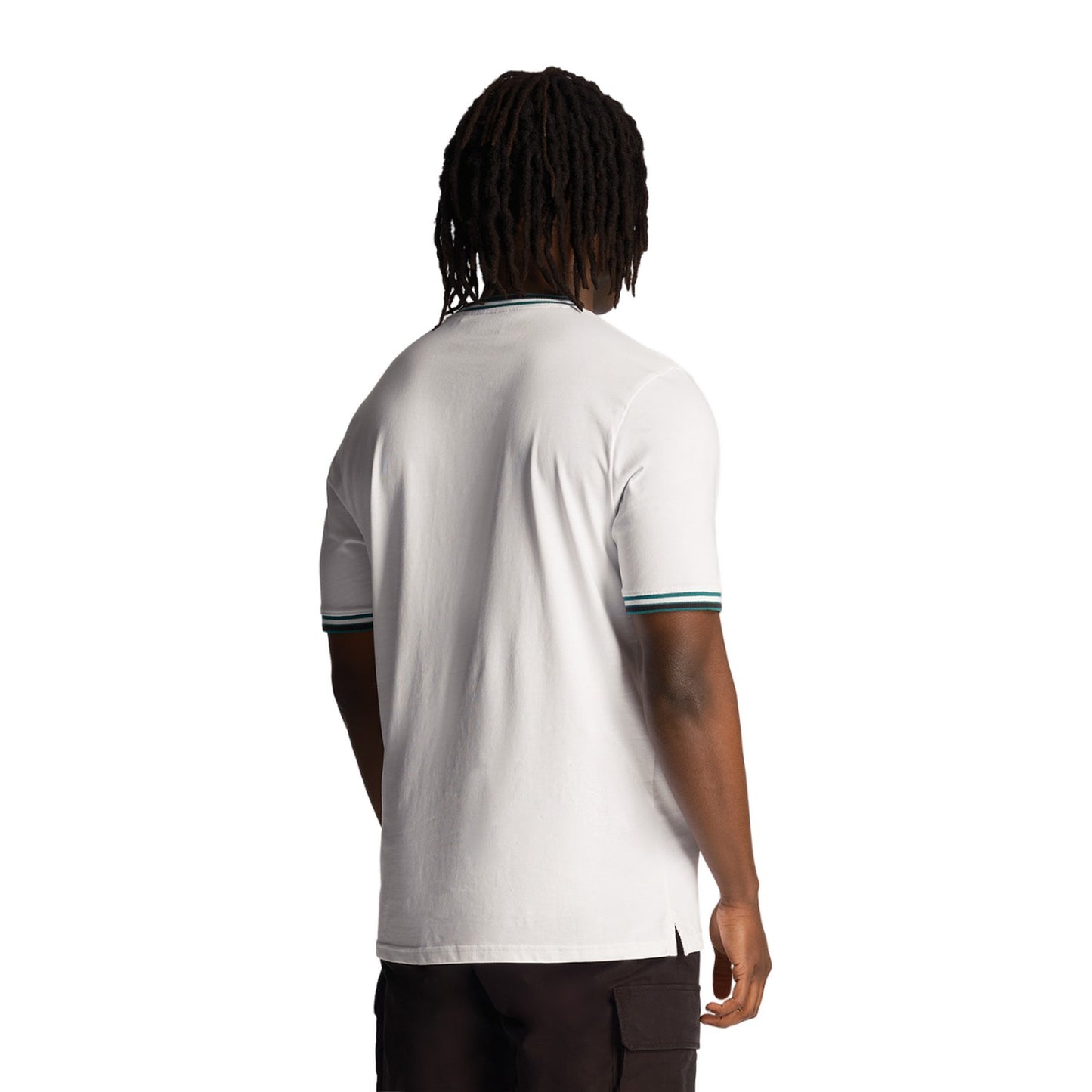 White - Back - Lyle & Scott Mens Embroidered Tipped T-Shirt