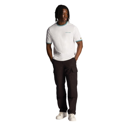 White - Side - Lyle & Scott Mens Embroidered Tipped T-Shirt