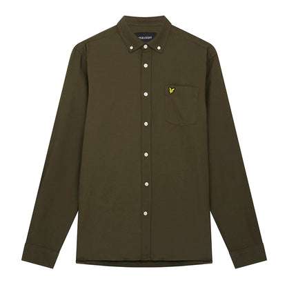 Olive - Front - Lyle & Scott Mens Oxford Lightweight Regular Shirt