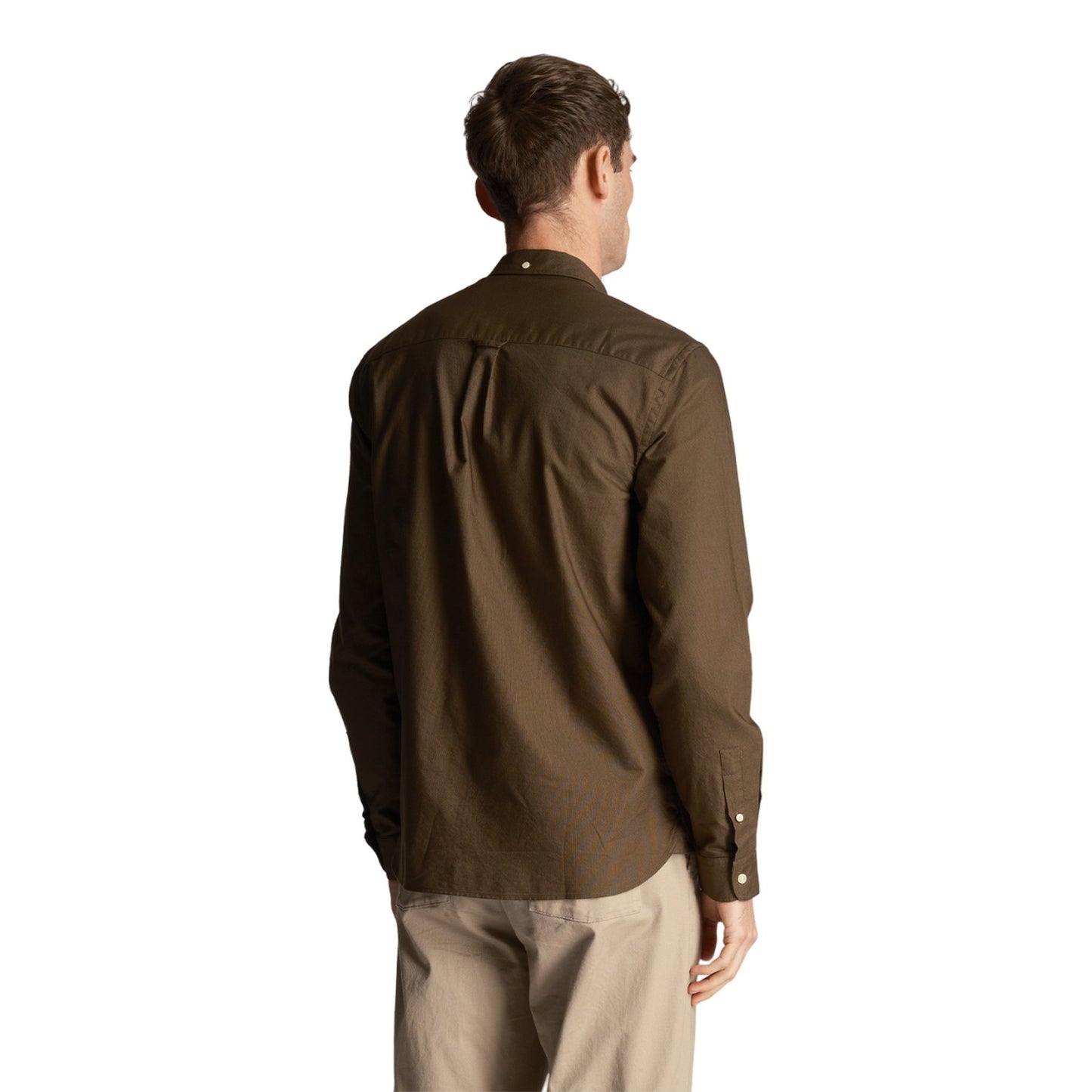 Olive - Back - Lyle & Scott Mens Oxford Lightweight Regular Shirt