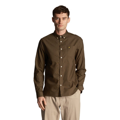 Olive - Side - Lyle & Scott Mens Oxford Lightweight Regular Shirt