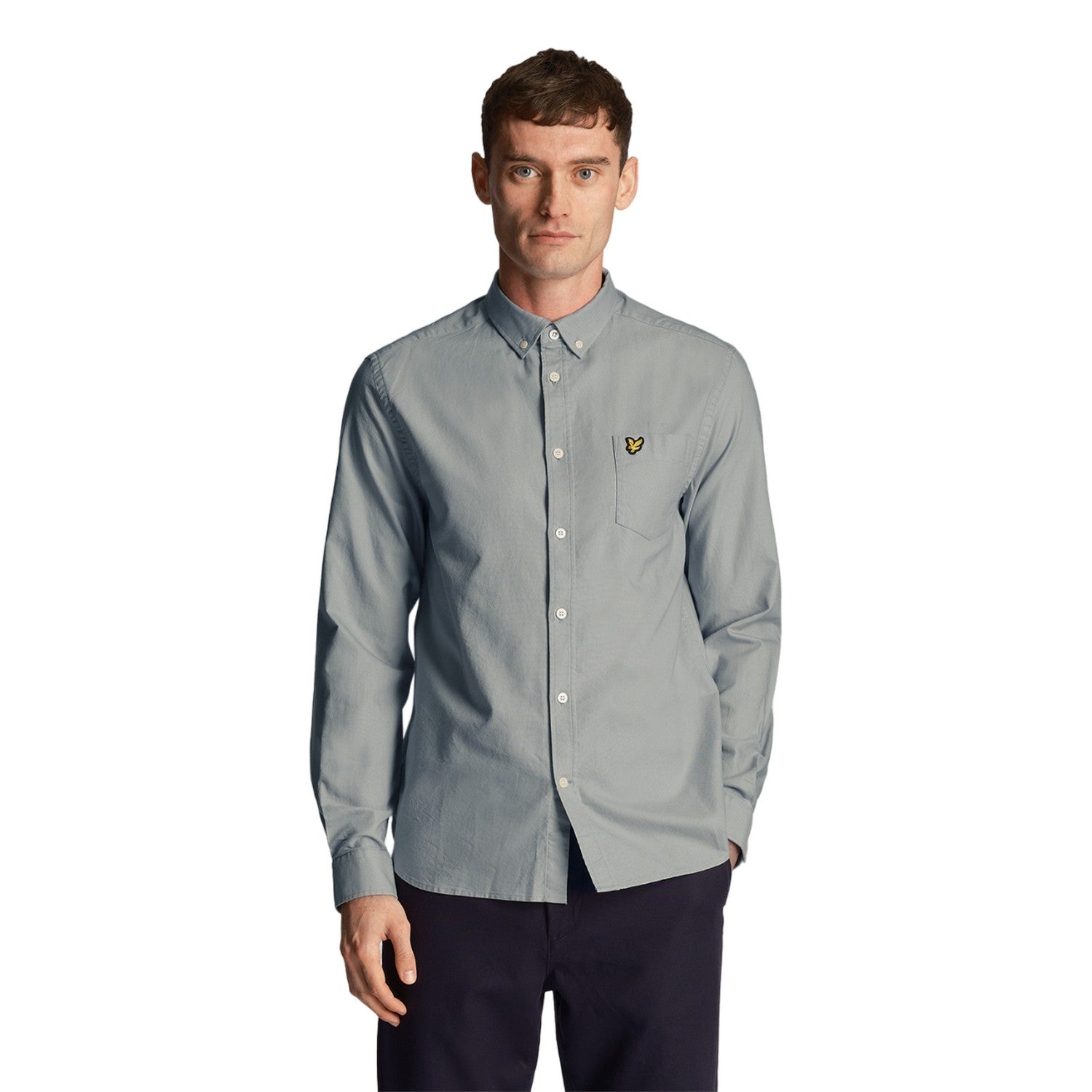 Slate Blue - Side - Lyle & Scott Mens Oxford Lightweight Regular Shirt