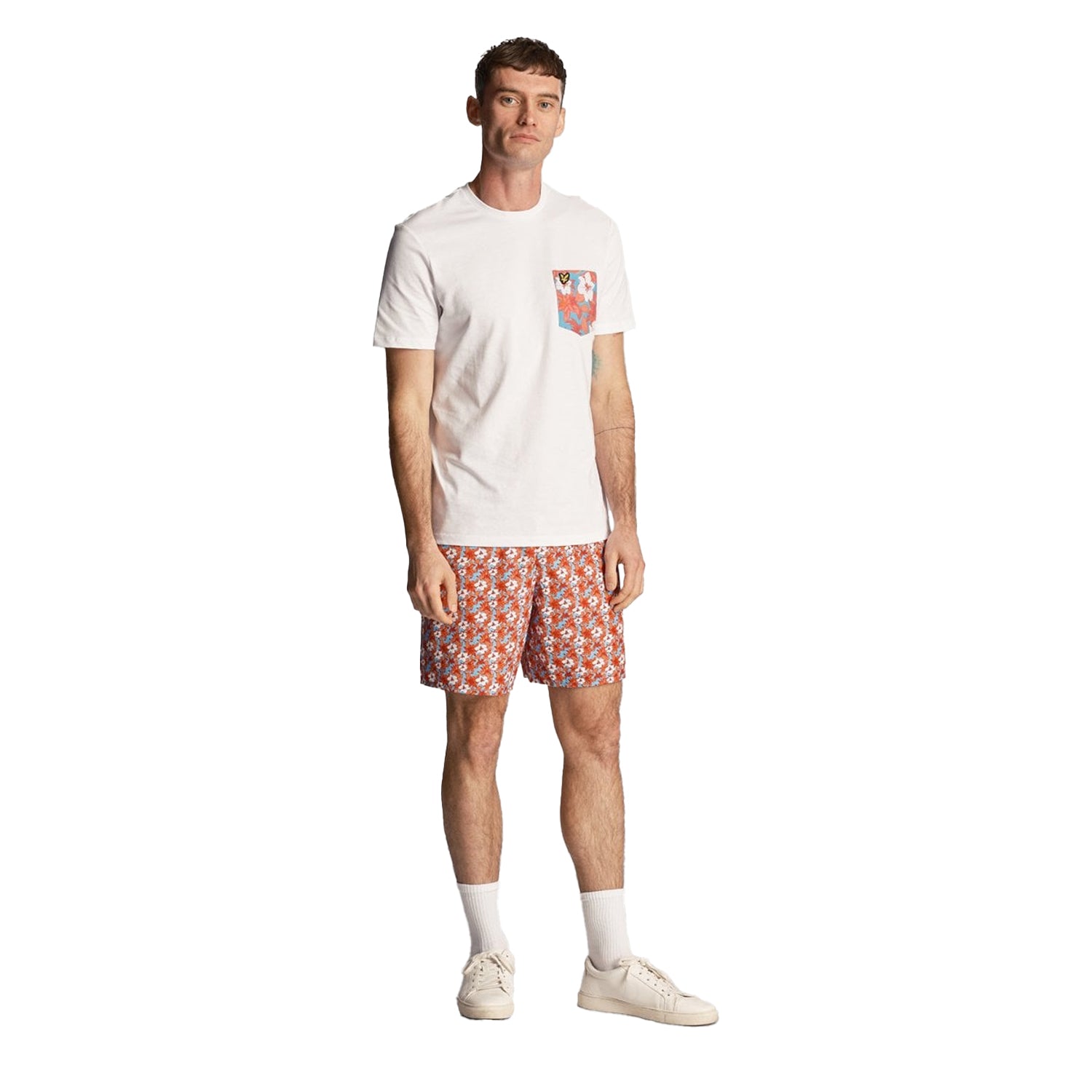 White - Lifestyle - Lyle & Scott Mens Floral Pocket T-Shirt