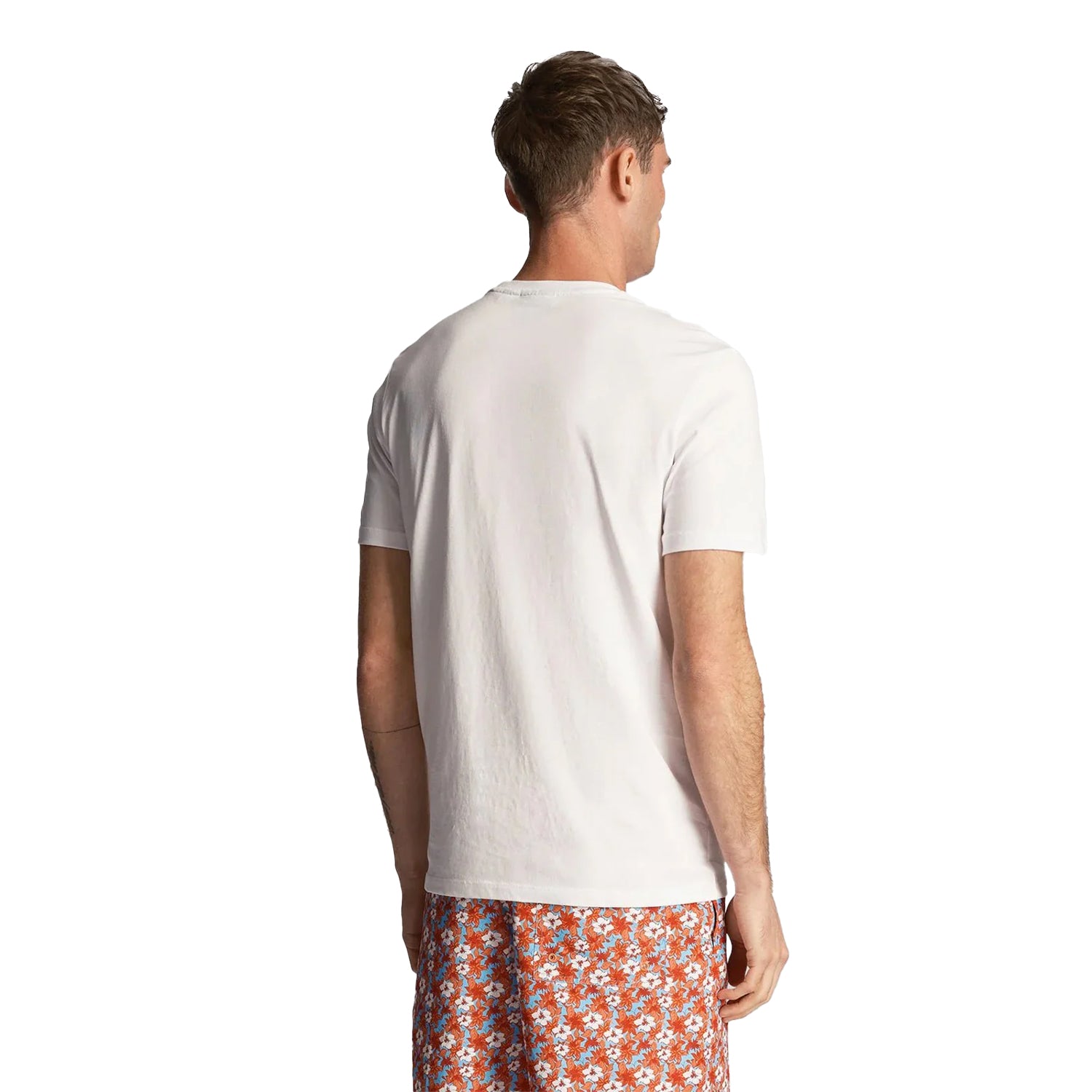 White - Back - Lyle & Scott Mens Floral Pocket T-Shirt
