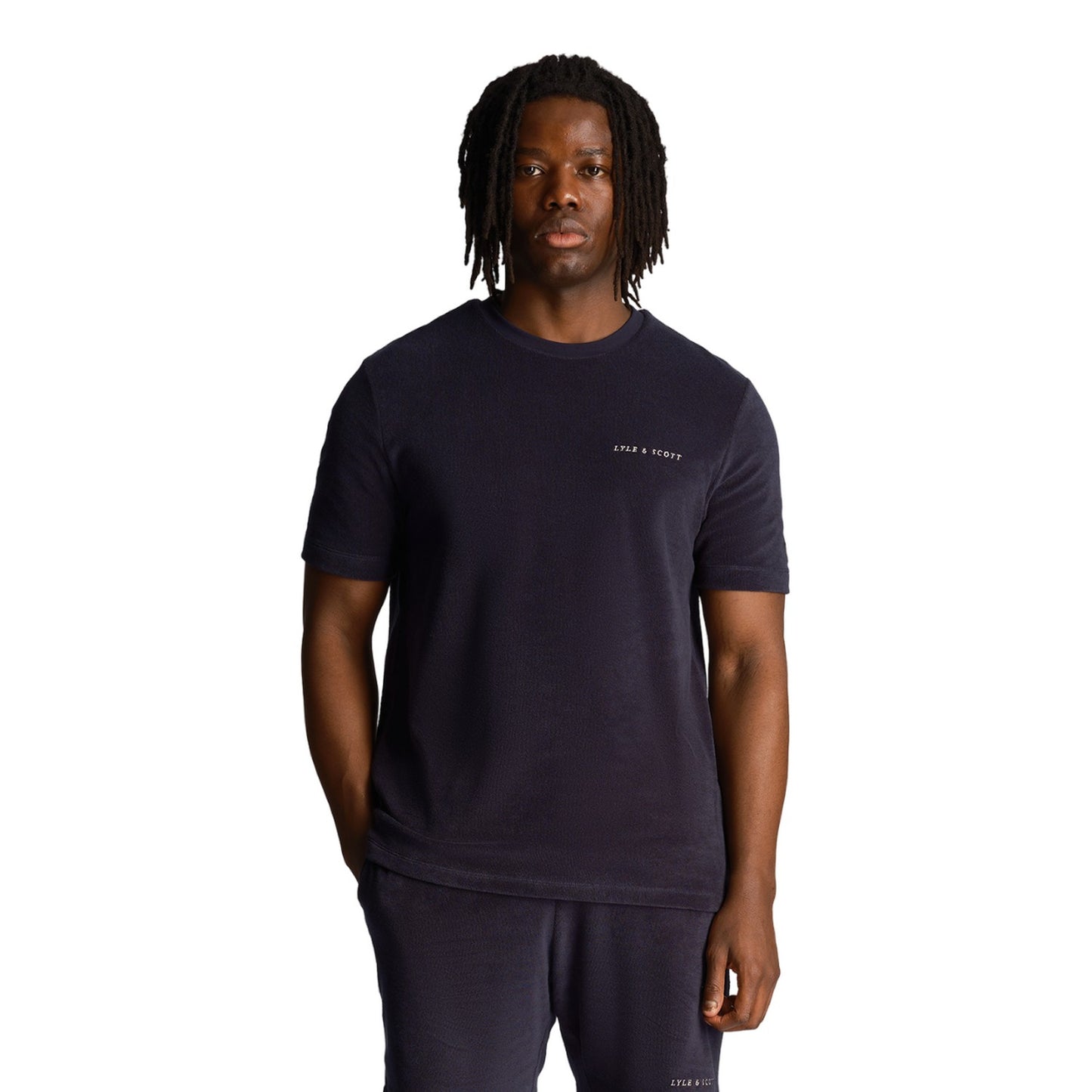 Dark Navy - Side - Lyle & Scott Mens Towelling T-Shirt