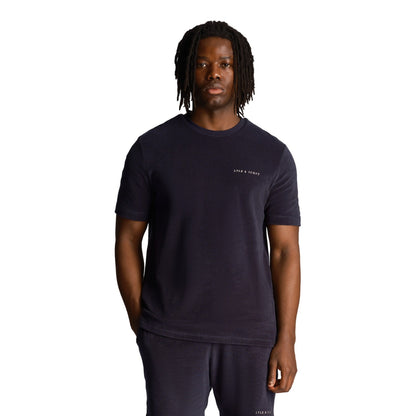 Dark Navy - Side - Lyle & Scott Mens Towelling T-Shirt