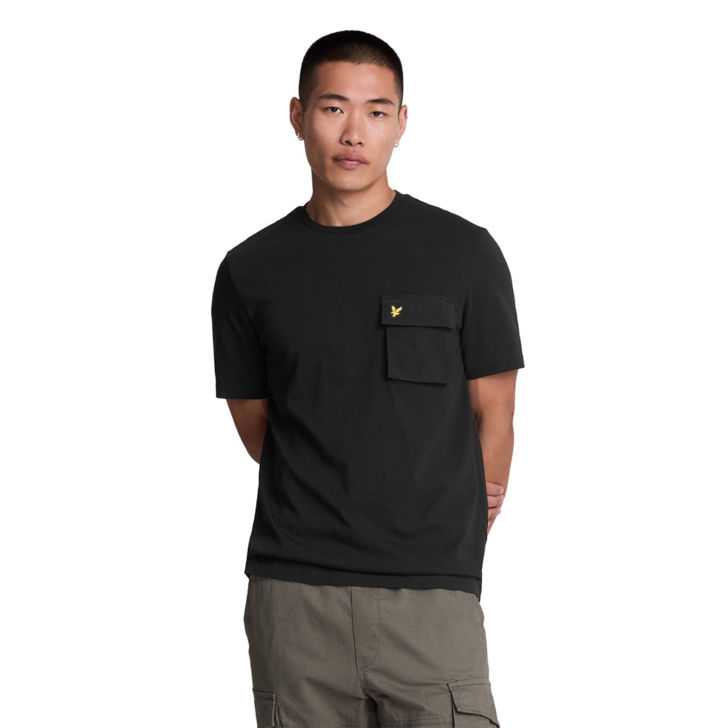 Jet Black - Side - Lyle & Scott Mens Woven Pocket T-Shirt