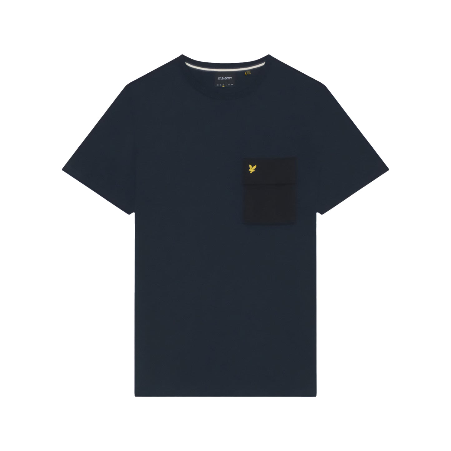 Dark Navy - Front - Lyle & Scott Mens Woven Pocket T-Shirt