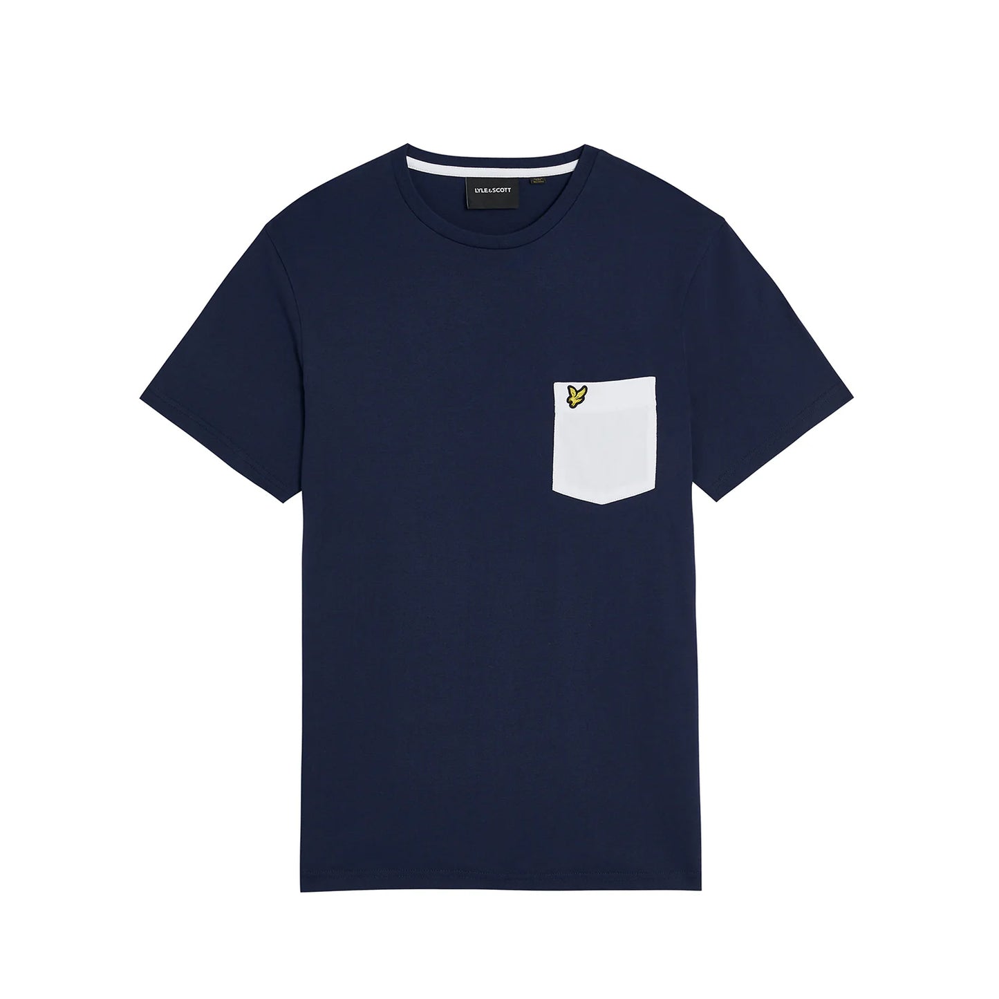 Navy-White - Front - Lyle & Scott Mens Contrast Pocket T-Shirt