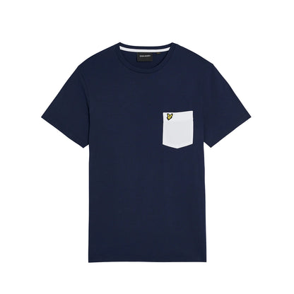Navy-White - Front - Lyle & Scott Mens Contrast Pocket T-Shirt