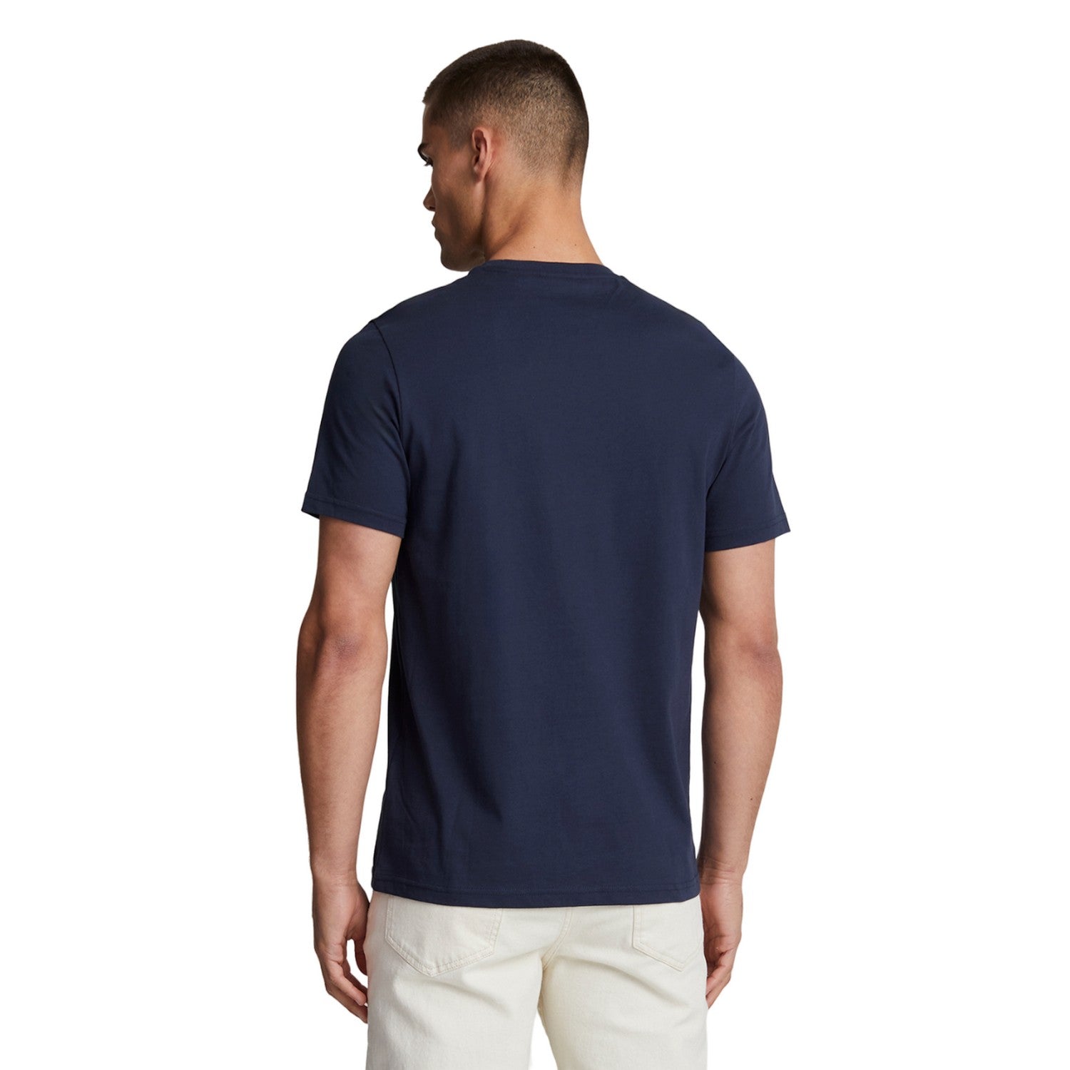 Navy-White - Back - Lyle & Scott Mens Contrast Pocket T-Shirt