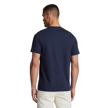 Navy-White - Back - Lyle & Scott Mens Contrast Pocket T-Shirt