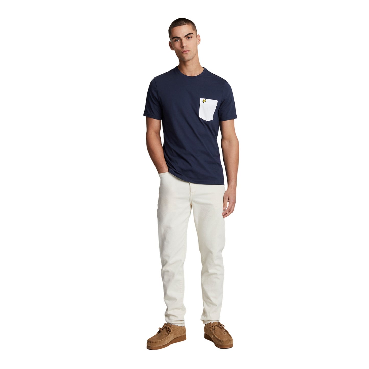 Navy-White - Lifestyle - Lyle & Scott Mens Contrast Pocket T-Shirt