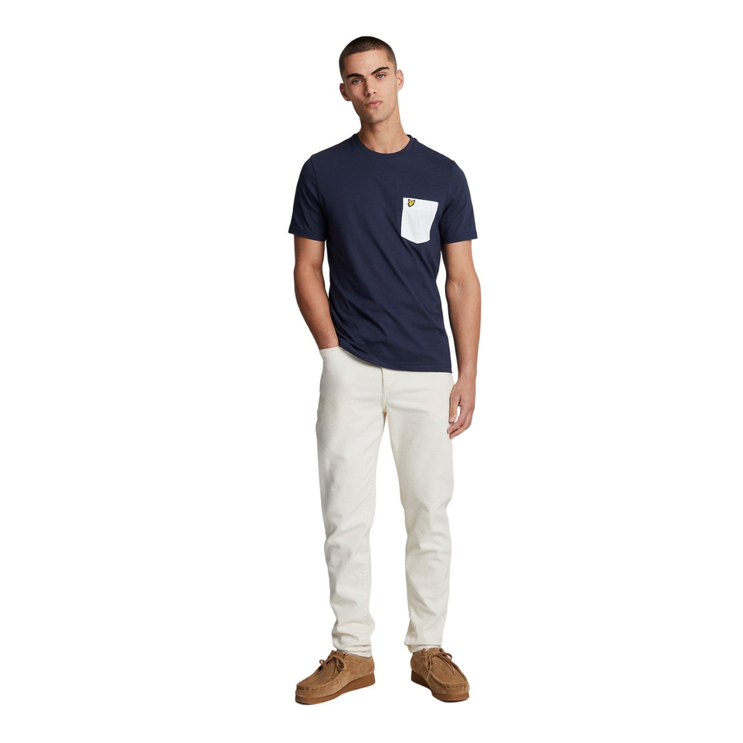Navy-White - Lifestyle - Lyle & Scott Mens Contrast Pocket T-Shirt